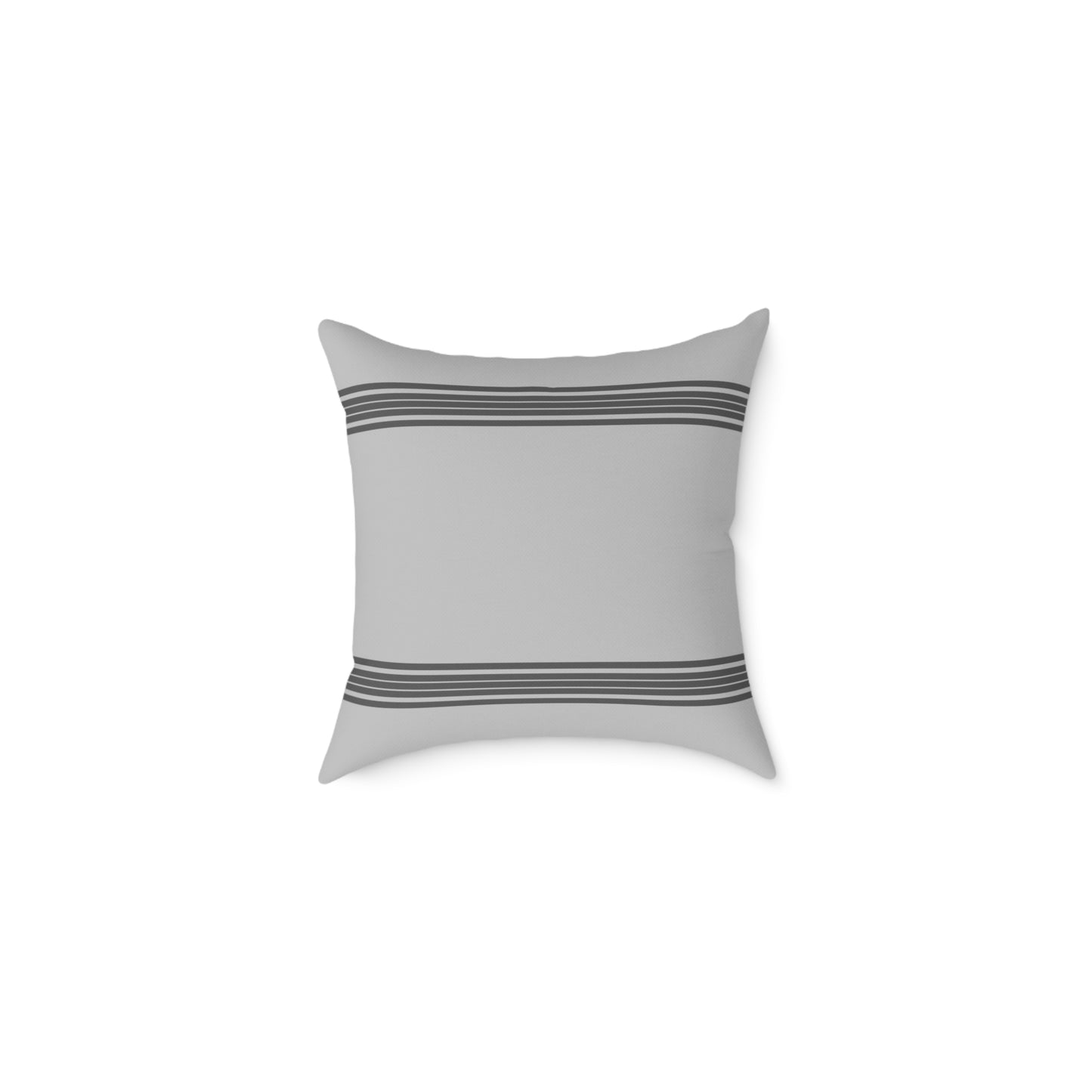 Striped Farmhouse Pillow Cover — Grey Canvas Square Throw Pillow
