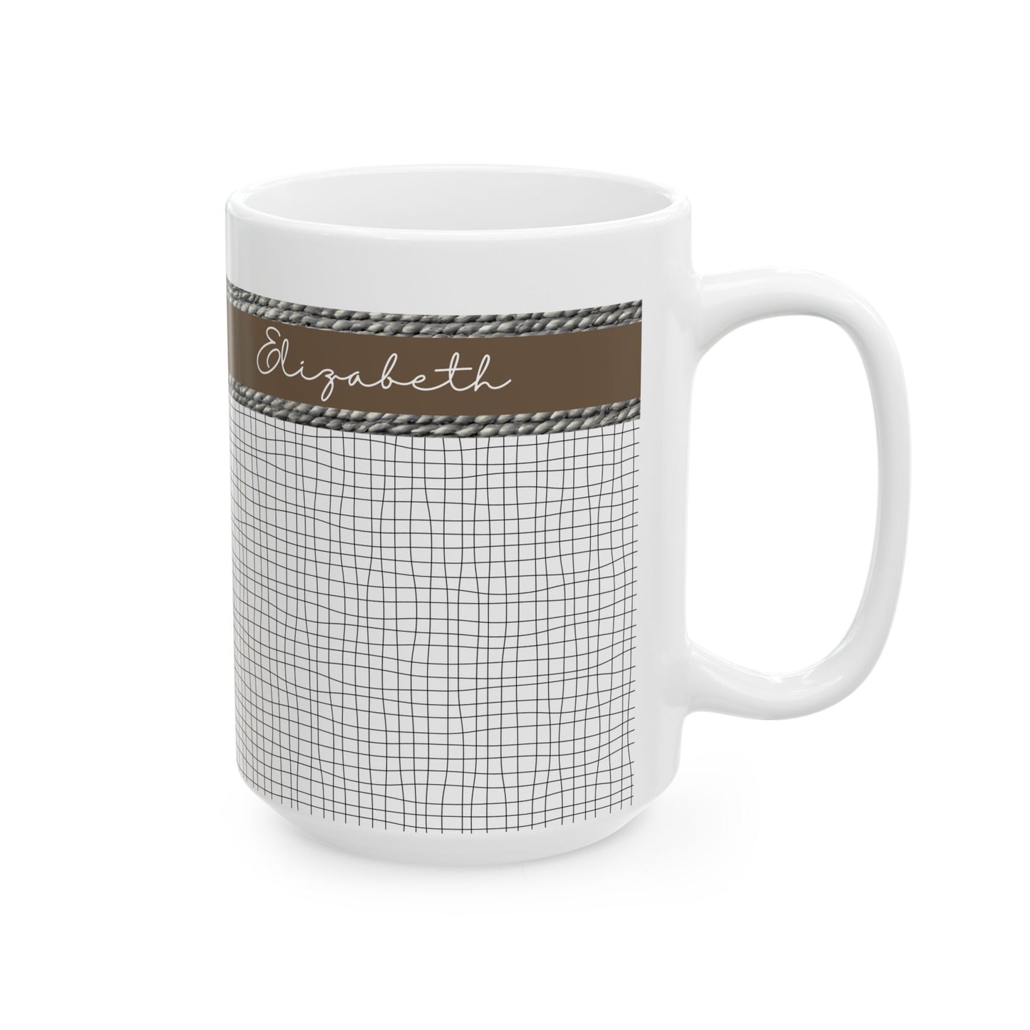Personalized Ceramic Mug - Elizabeth Grid Design