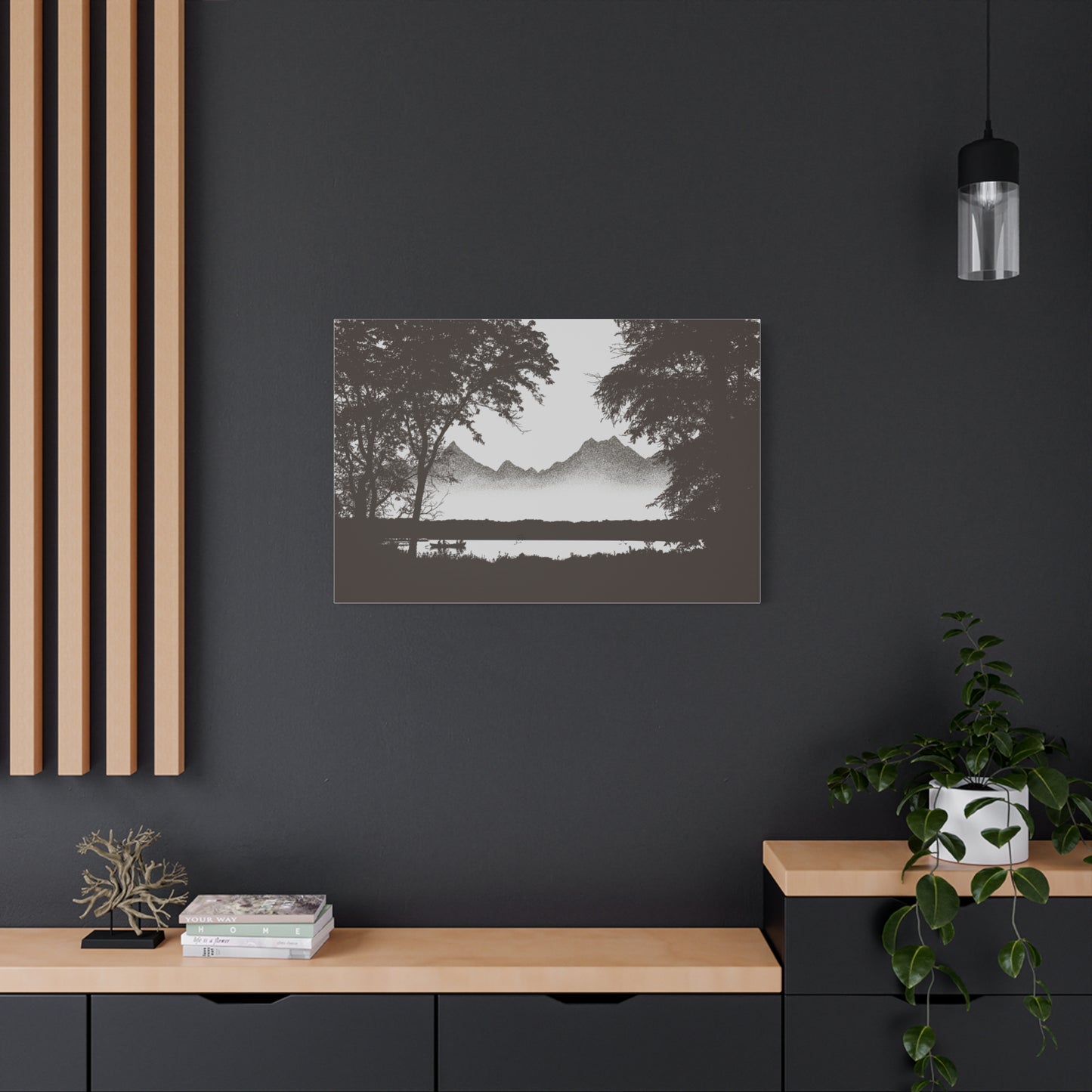 Mountain Lake Boat Canvas Print — Matte Stretched Wall Art