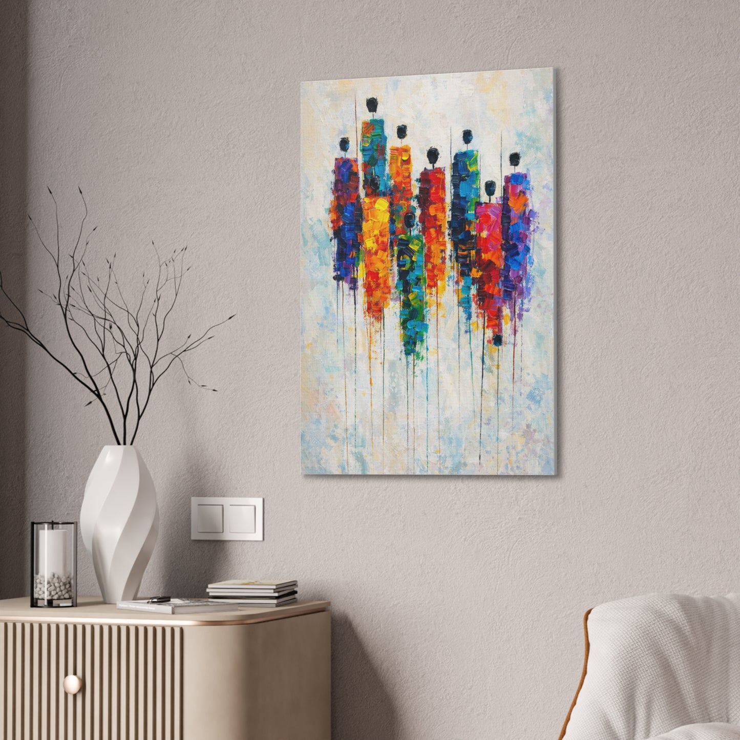 Abstract Colorful Figures Canvas Wall Art - Stretched Gallery Wrap