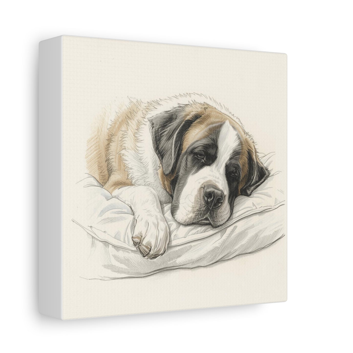 St. Bernard Sleeping Portrait Matte Canvas — Stretched 1.25"