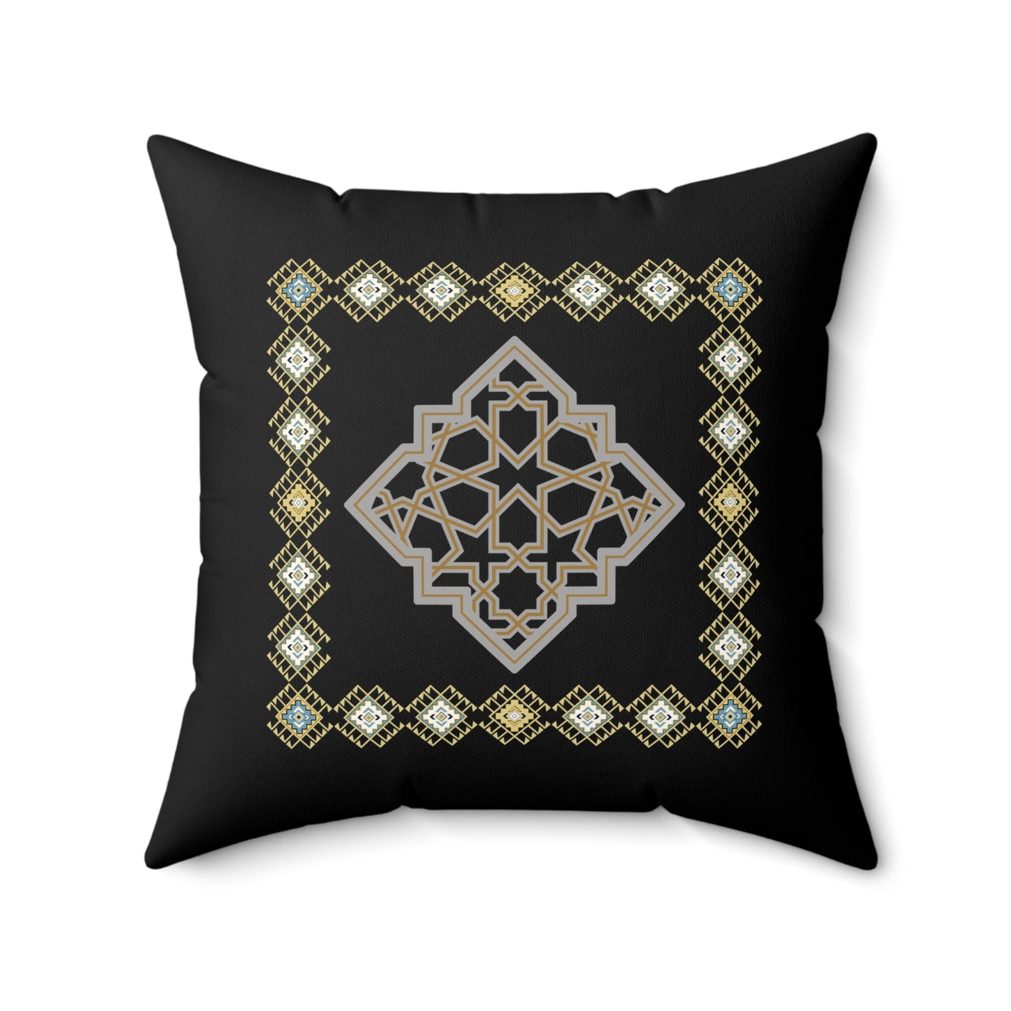 Moroccan-Inspired Decorative Pillow - Elegant Square Cushion for Home Decor