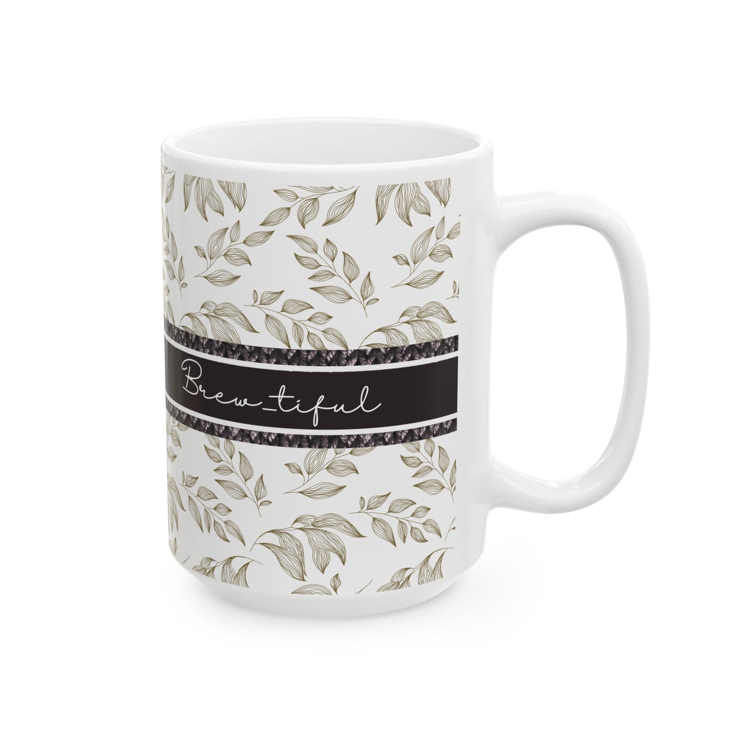 Elegant Leaves Ceramic Mug - Motivational Drinkware