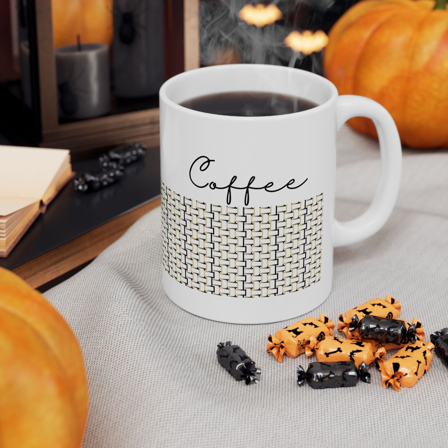 Handwoven Style Ceramic Mug, Cozy Coffee Cup, Home Decor Gift, Modern Kitchen, Tea Mug, Unique Housewarming Present