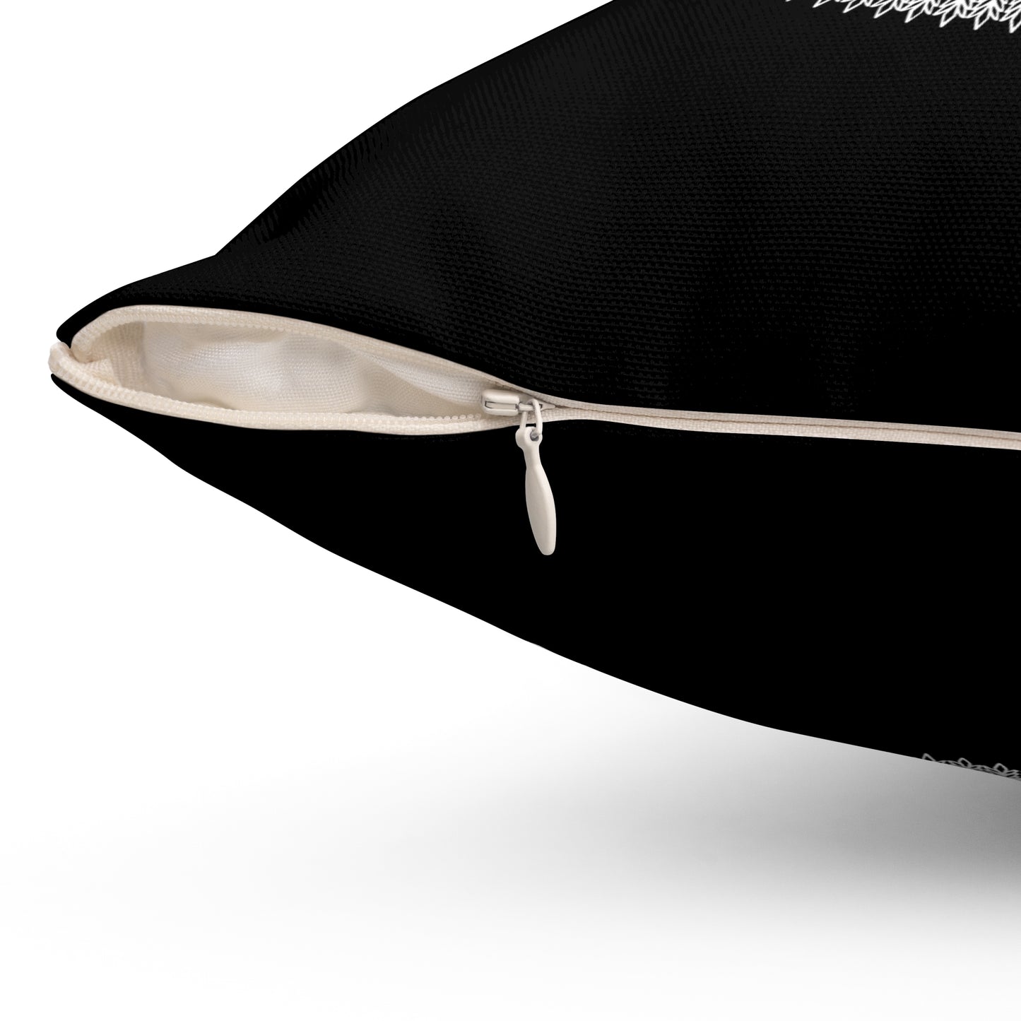 Square Pillow - Black to White Circles Design