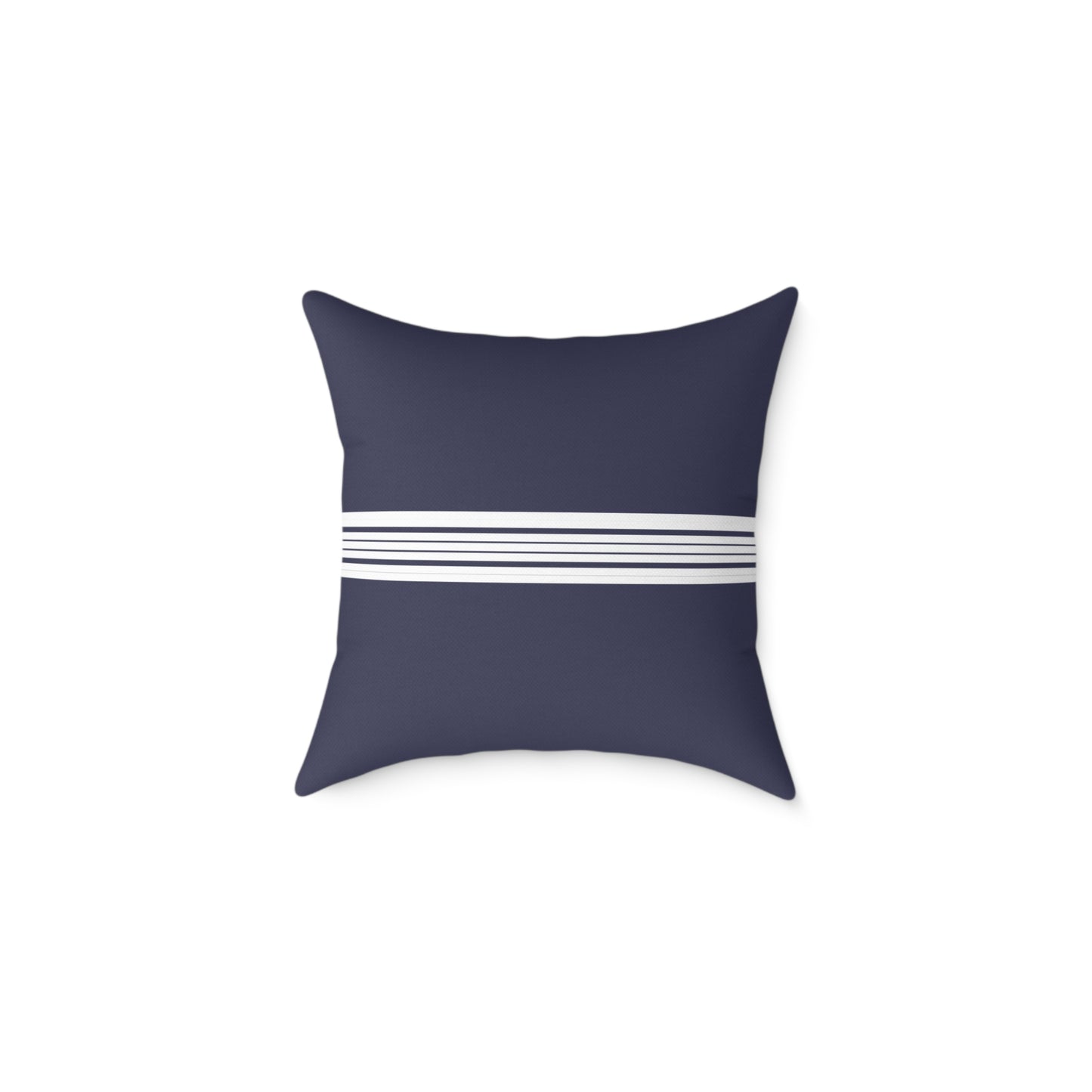Navy Canvas Pillow with White Striped Accent — Coastal Nautical Decorative Throw Pillow