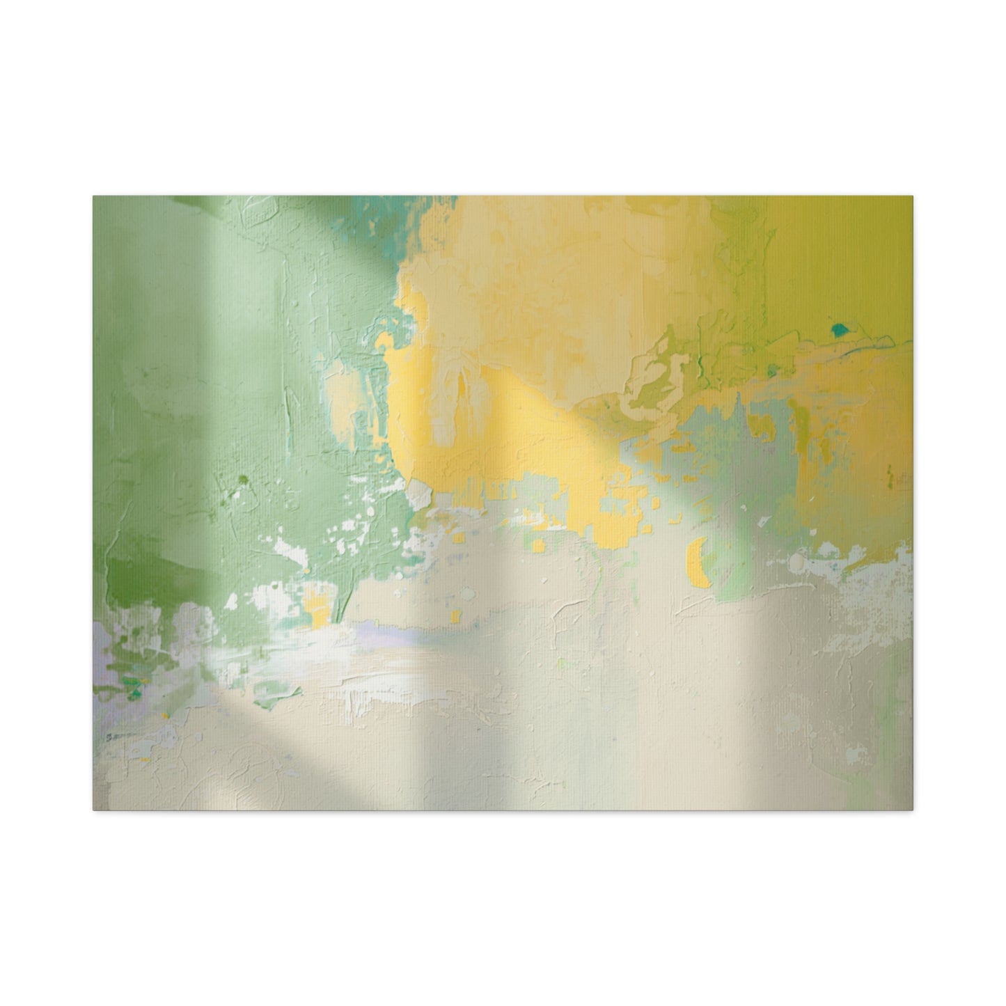 Abstract Green & Yellow Matte Canvas Wall Art — Stretched 1.25"