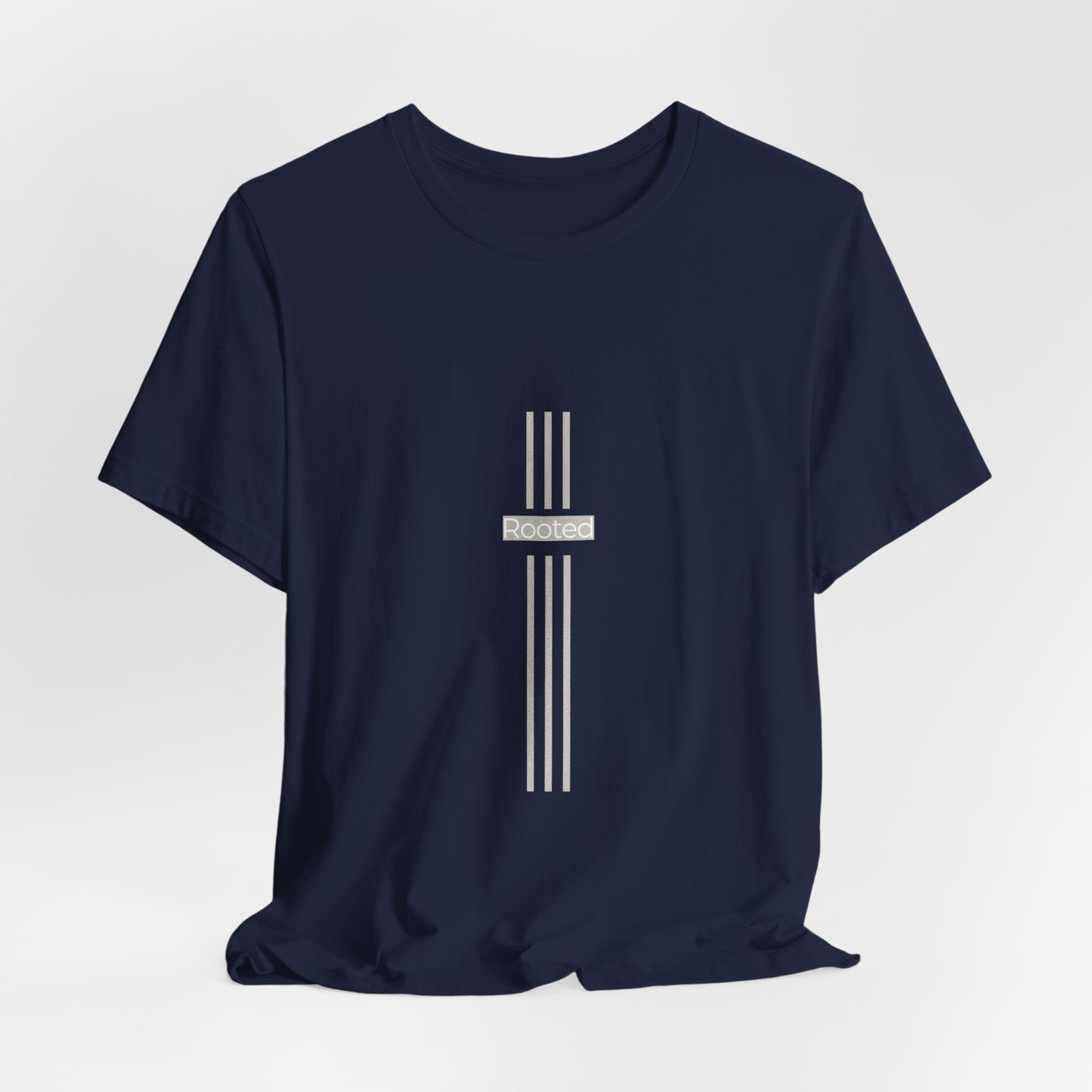 Minimalist Cross Stripe Tee — Subtle Vertical Cross Design