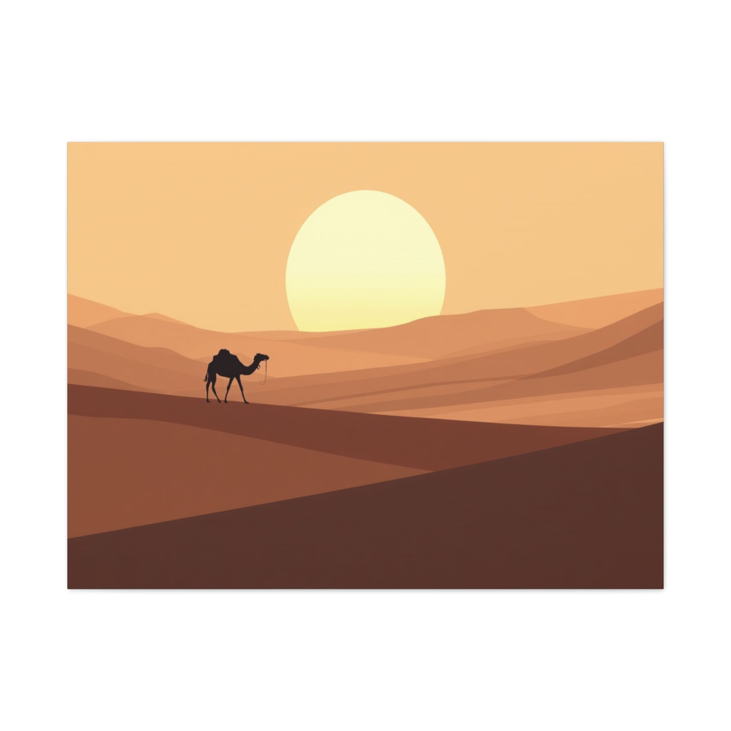 Moonlit Desert Camel Canvas Print — Matte Stretched Wall Art