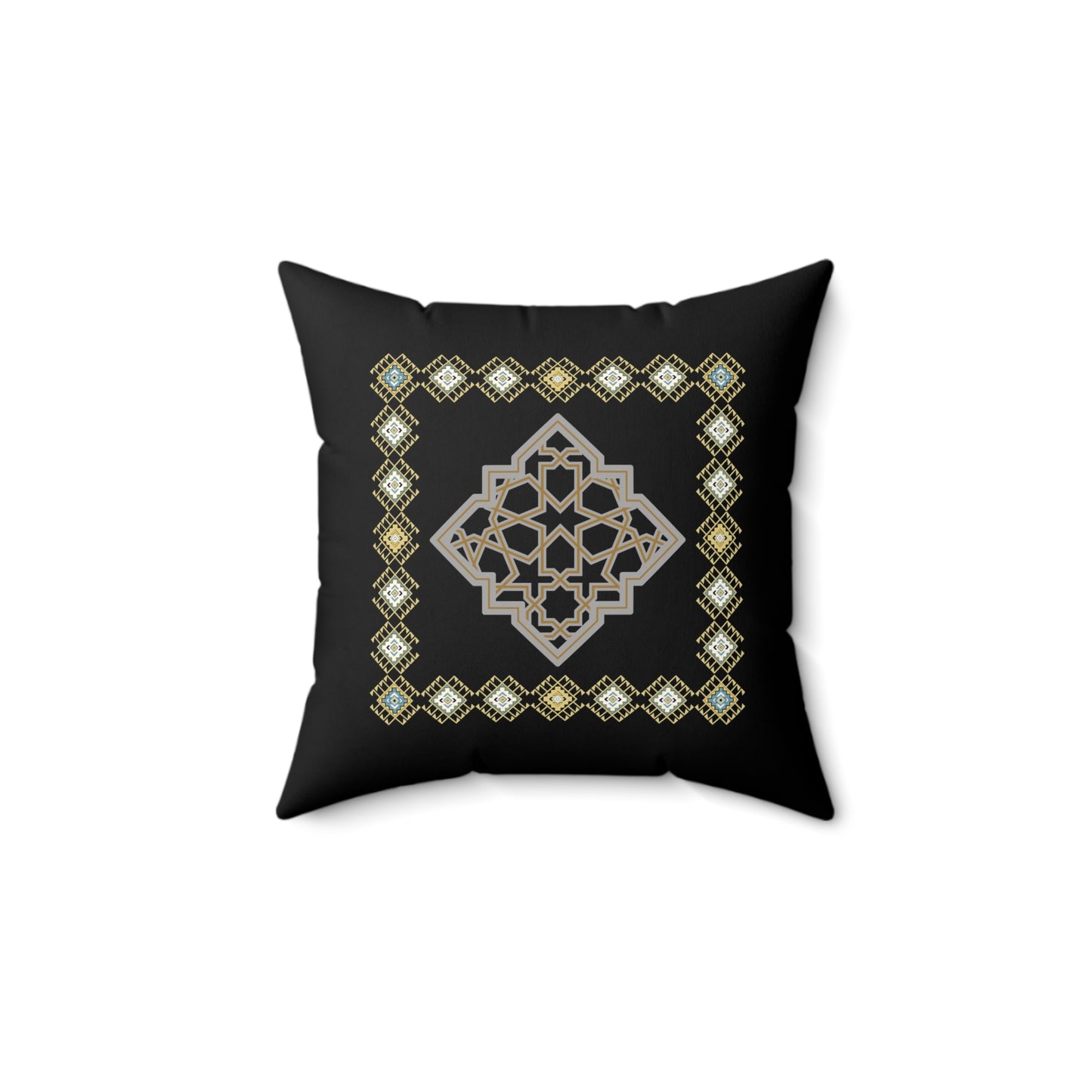 Moroccan-Inspired Decorative Pillow - Elegant Square Cushion for Home Decor