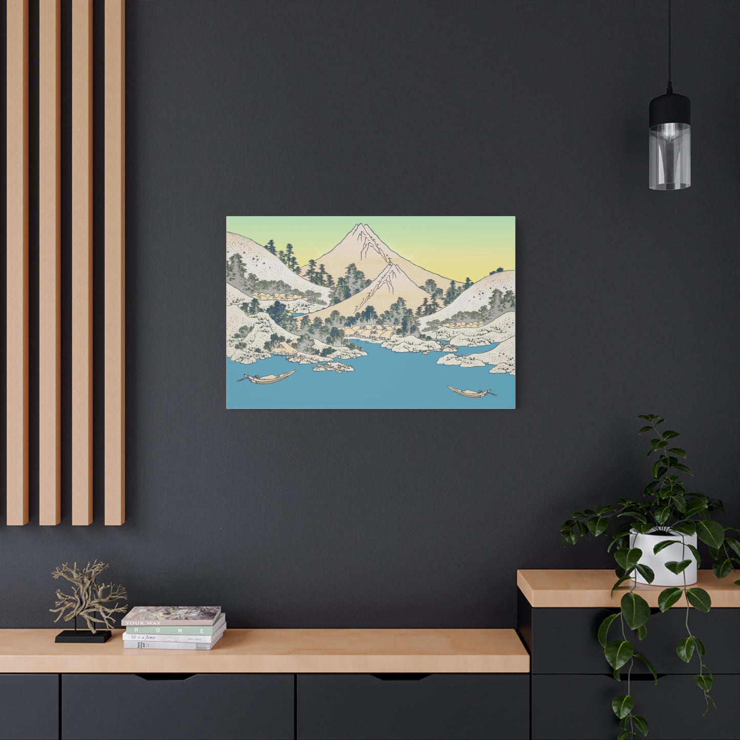Japanese Mountain Landscape Matte Canvas Print — Mount Fuji Ukiyo-e Style