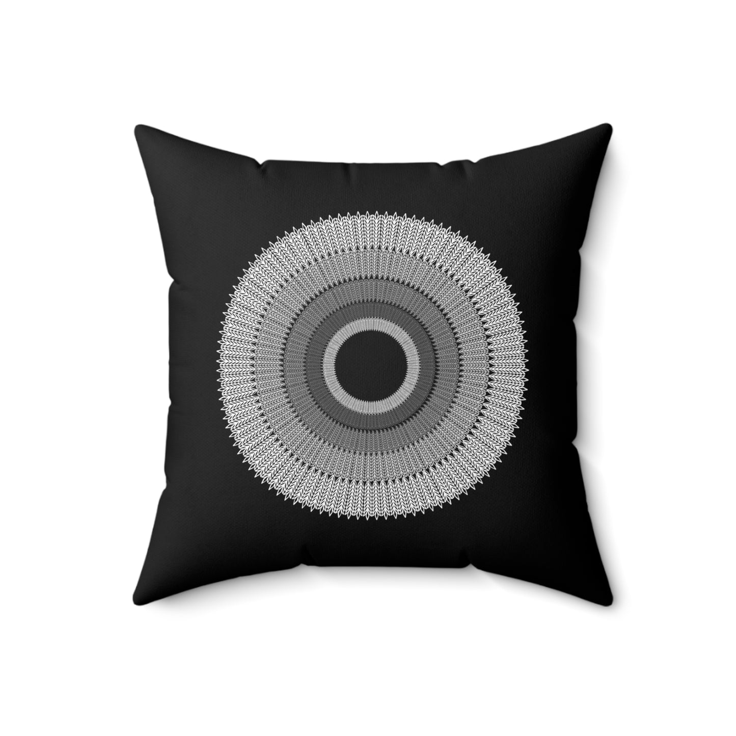 Square Pillow - Black to White Circles Design