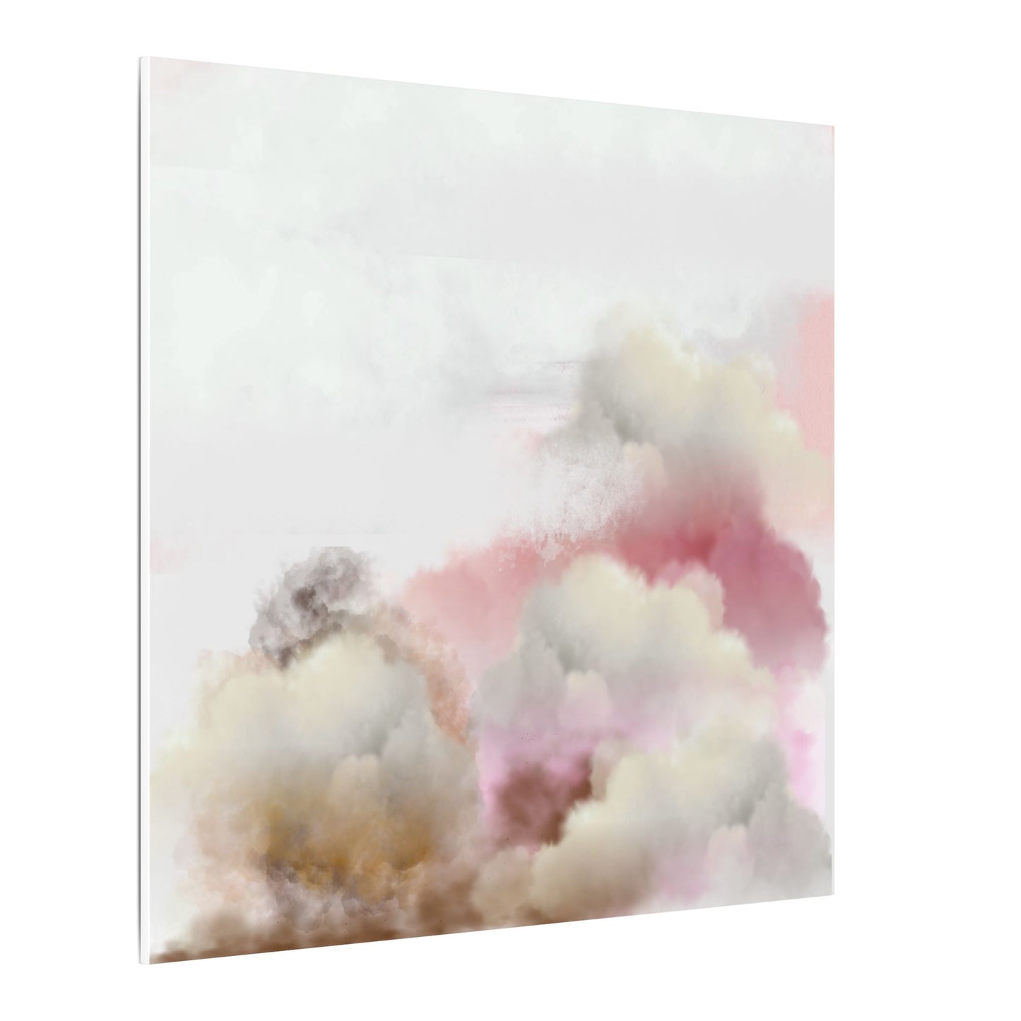 Cloud Bloom Canvas Print — Soft Pink & Gold Abstract Wall Art