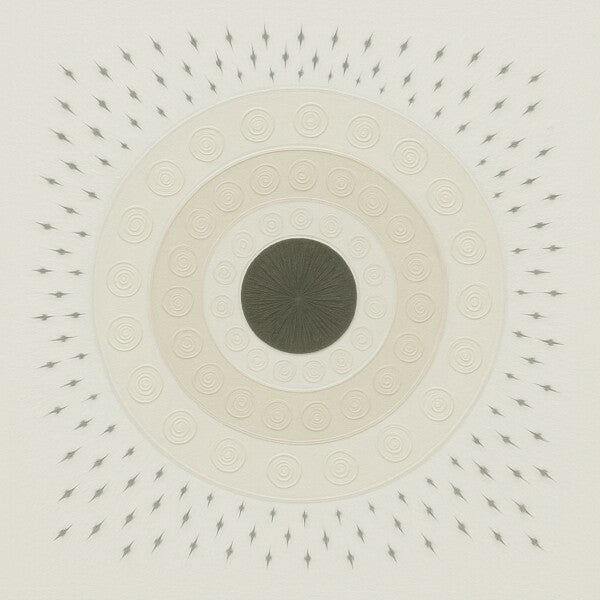 Radiant Stillness – Textured Abstract Mandala on White Canvas 8x8", 16x16", 20x16"