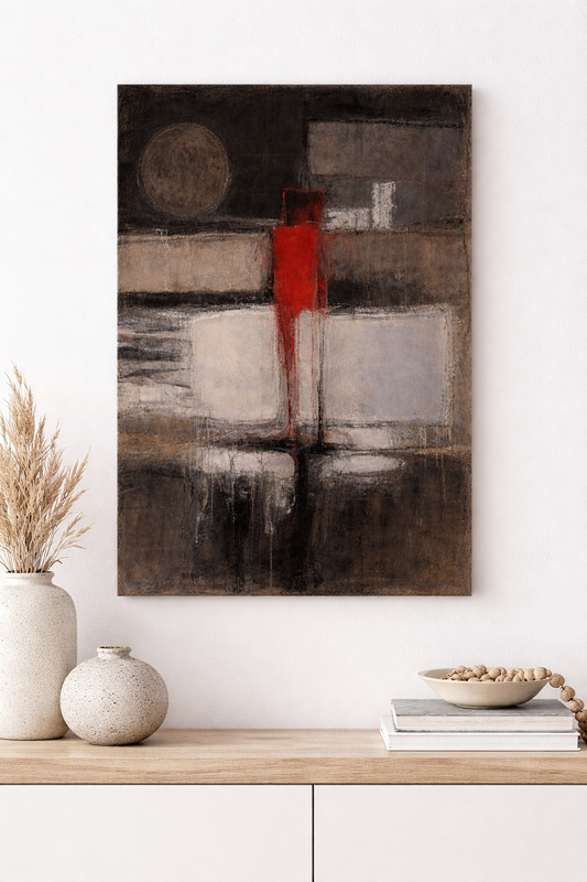 Abstract Lighthouse Canvas Print — Modern Neutral Wall Art
