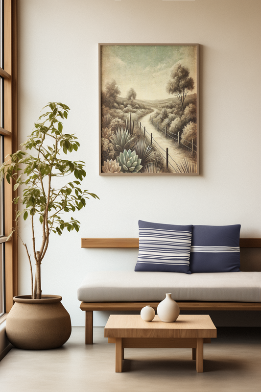 Navy Striped Canvas Throw Pillow — Coastal Square Accent Cushion