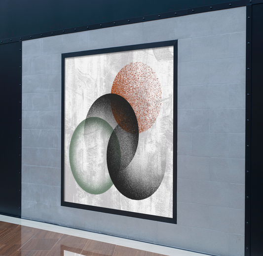 Abstract Overlap Circles Framed Canvas Art – Modern Geometric Wall Decor