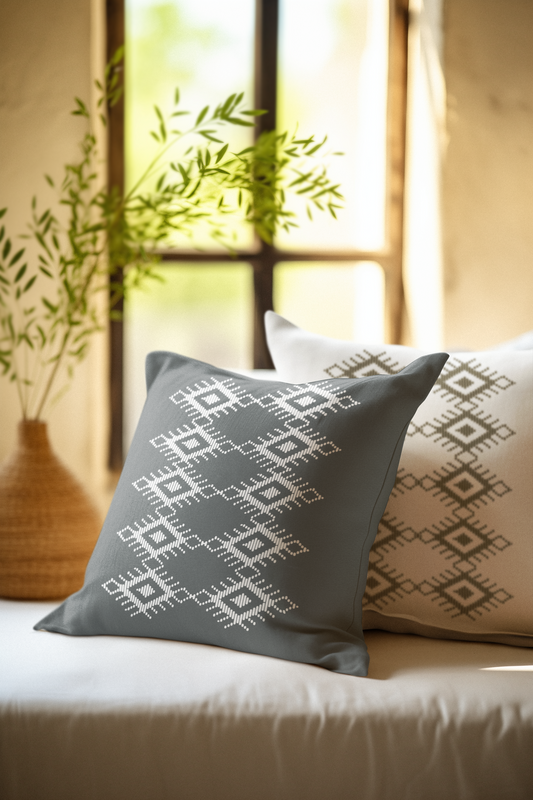 Boho Geometric Pattern Square Pillow - Cozy Home Decor Accent