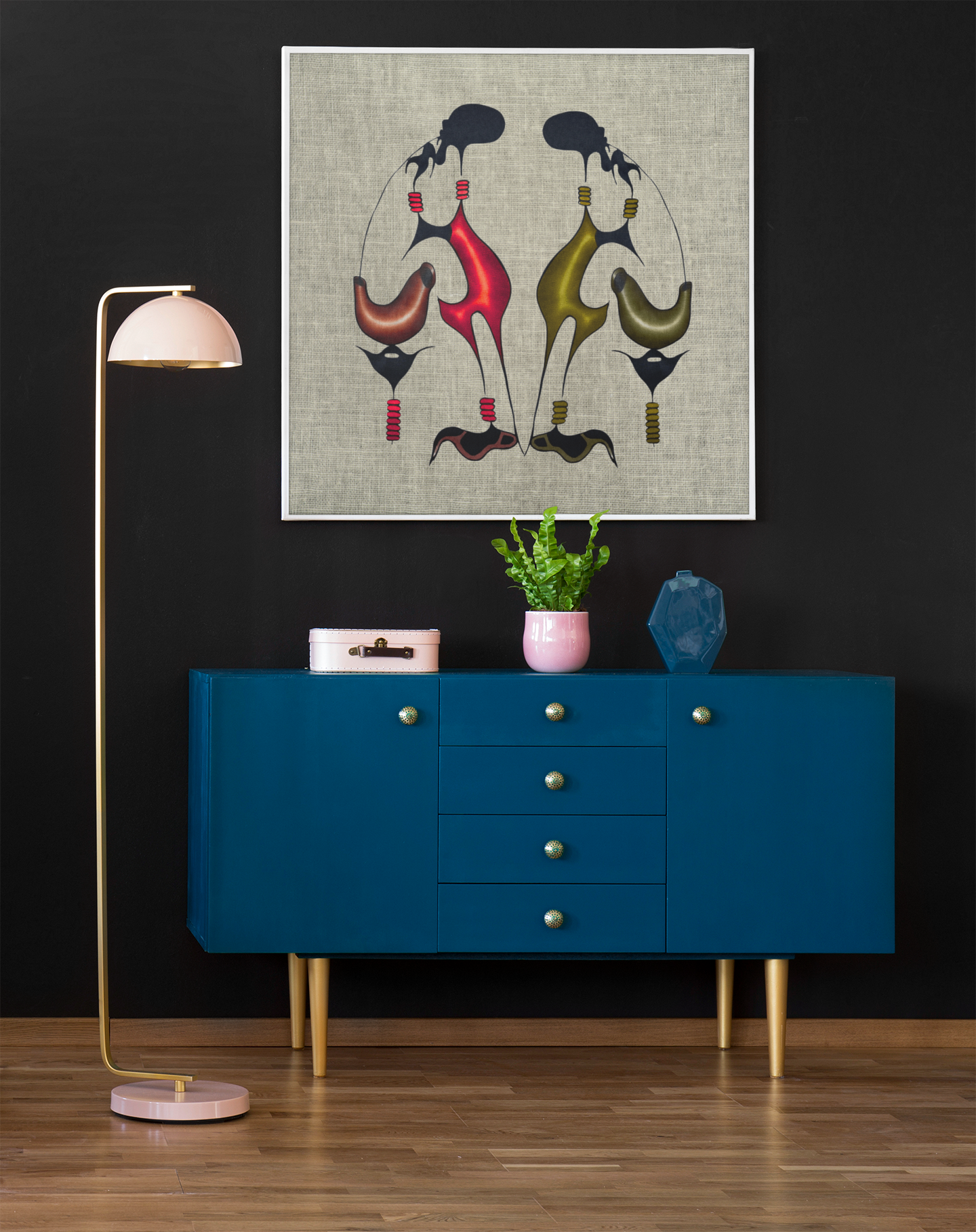 Symbiotic Duality – Abstract Figurative Art on Textured Canvas 8x8", 16x16"