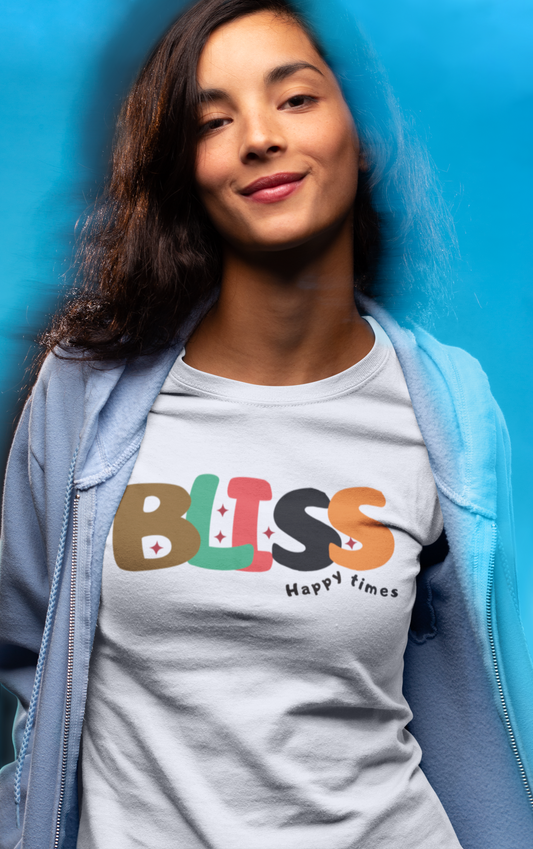 Bliss Happy Times Tee — Colorful Retro Graphic T-Shirt