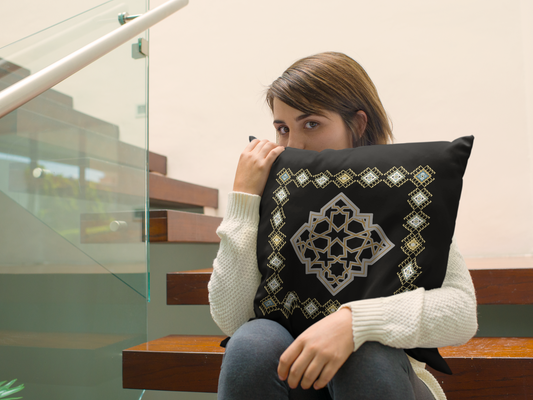 Moroccan-Inspired Decorative Pillow - Elegant Square Cushion for Home Decor