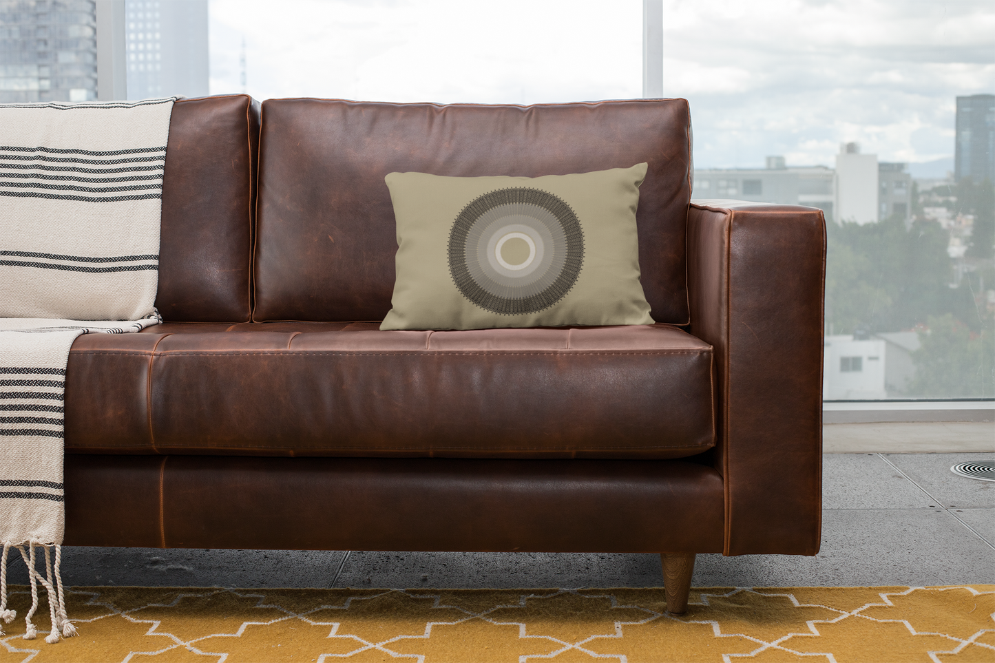Geometric Lumbar Pillow - Boho Style Cushion for Home Decor