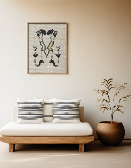 Striped Black & White Square Throw Pillow — Modern Minimalist Accent Cushion