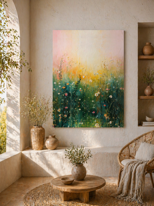 Sunlit Wildflower Meadow Matte Canvas Print