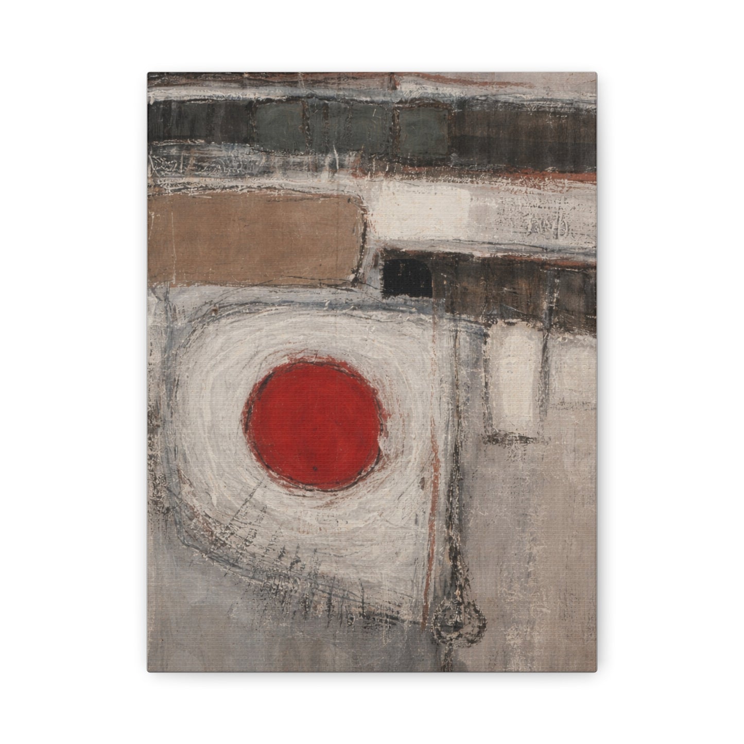 Abstract Red Circle Matte Canvas Wall Art — Modern Minimalist Stretched Canvas