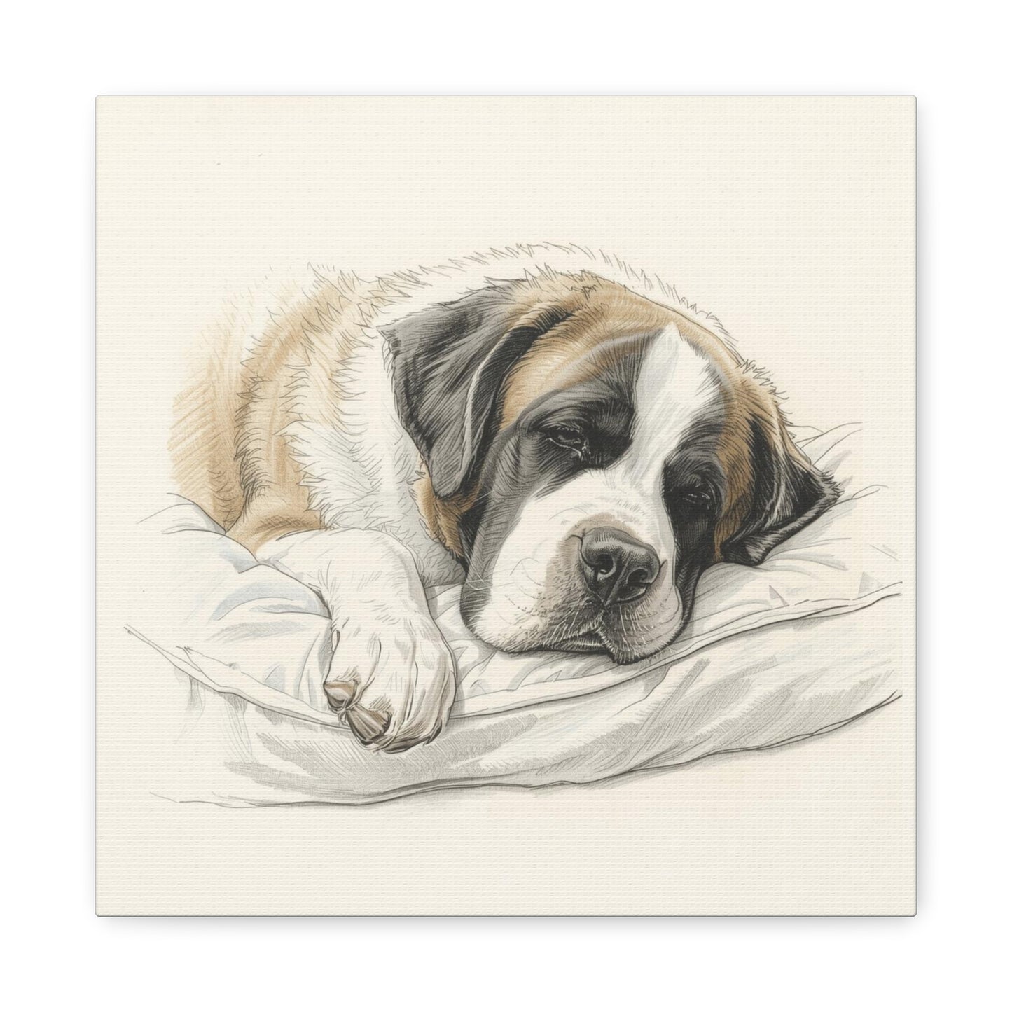 St. Bernard Sleeping Portrait Matte Canvas — Stretched 1.25"