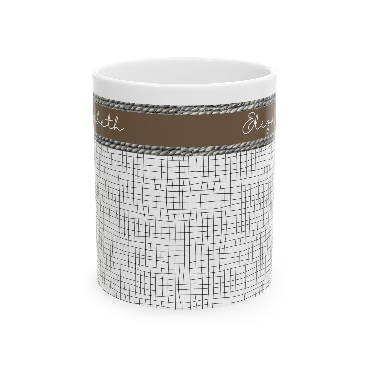 Personalized Ceramic Mug - Elizabeth Grid Design