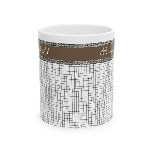 Personalized Ceramic Mug - Elizabeth Grid Design
