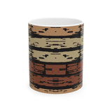 Rustic Striped Ceramic Mug – Vintage Earth Tone Pattern (11oz, 15oz)