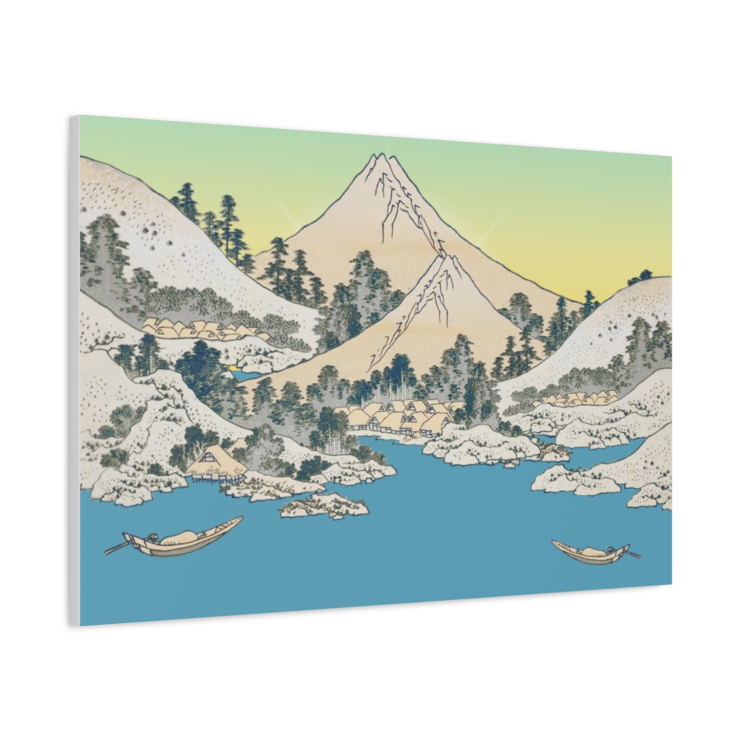 Japanese Mountain Landscape Matte Canvas Print — Mount Fuji Ukiyo-e Style
