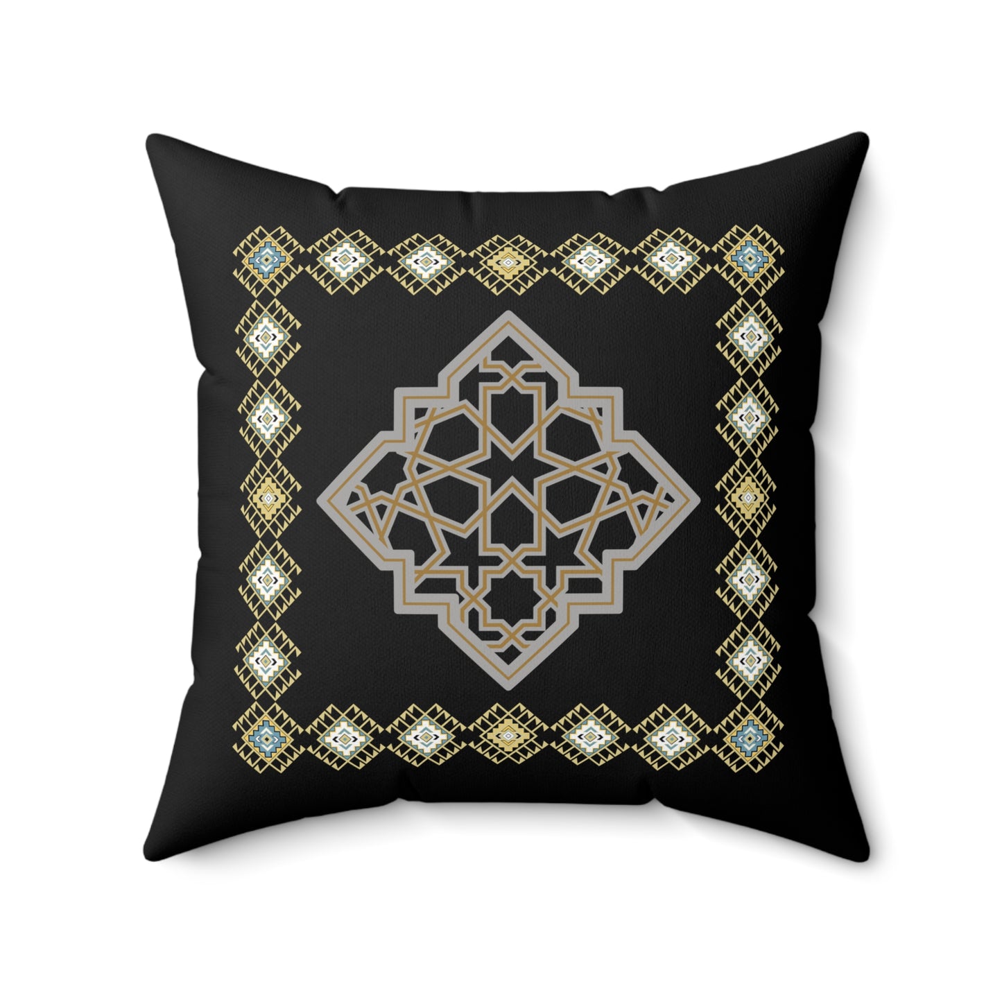 Moroccan-Inspired Decorative Pillow - Elegant Square Cushion for Home Decor
