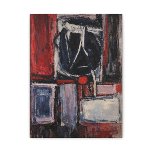 Abstract Expressionism Matte Canvas Print — Red & Navy Textured Stretched Wall Art