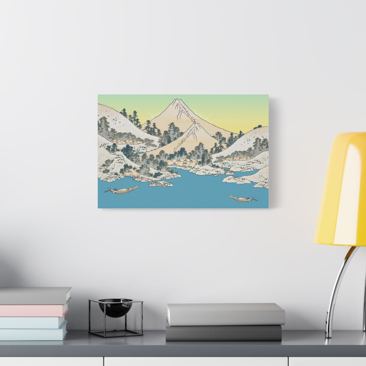 Japanese Mountain Landscape Matte Canvas Print — Mount Fuji Ukiyo-e Style