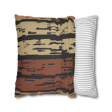 Rustic Striped Faux Suede Pillowcase — Earthy Brown Abstract Throw Pillow Cover