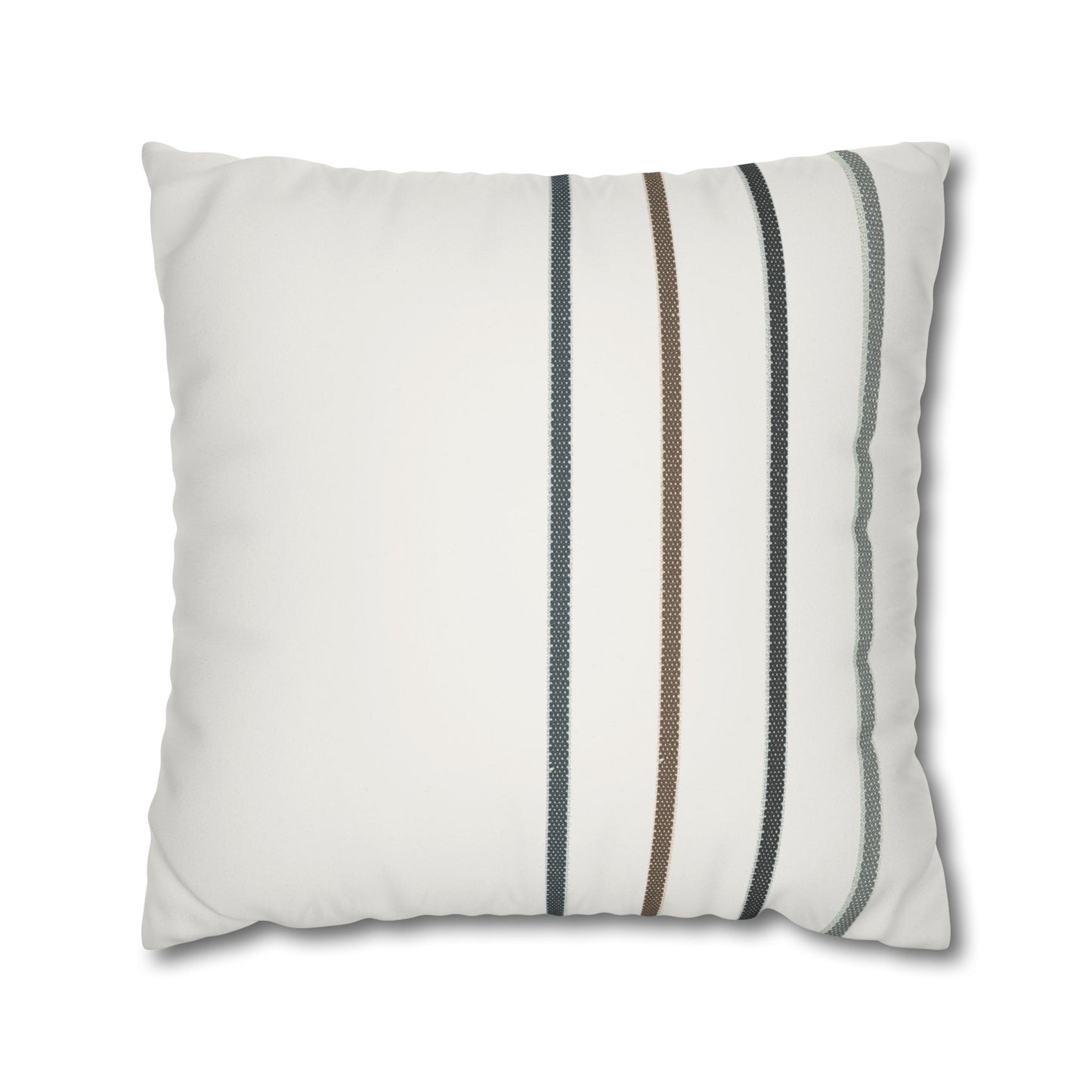 Striped Faux Suede Pillowcase — Neutral Modern Square Cushion Cover