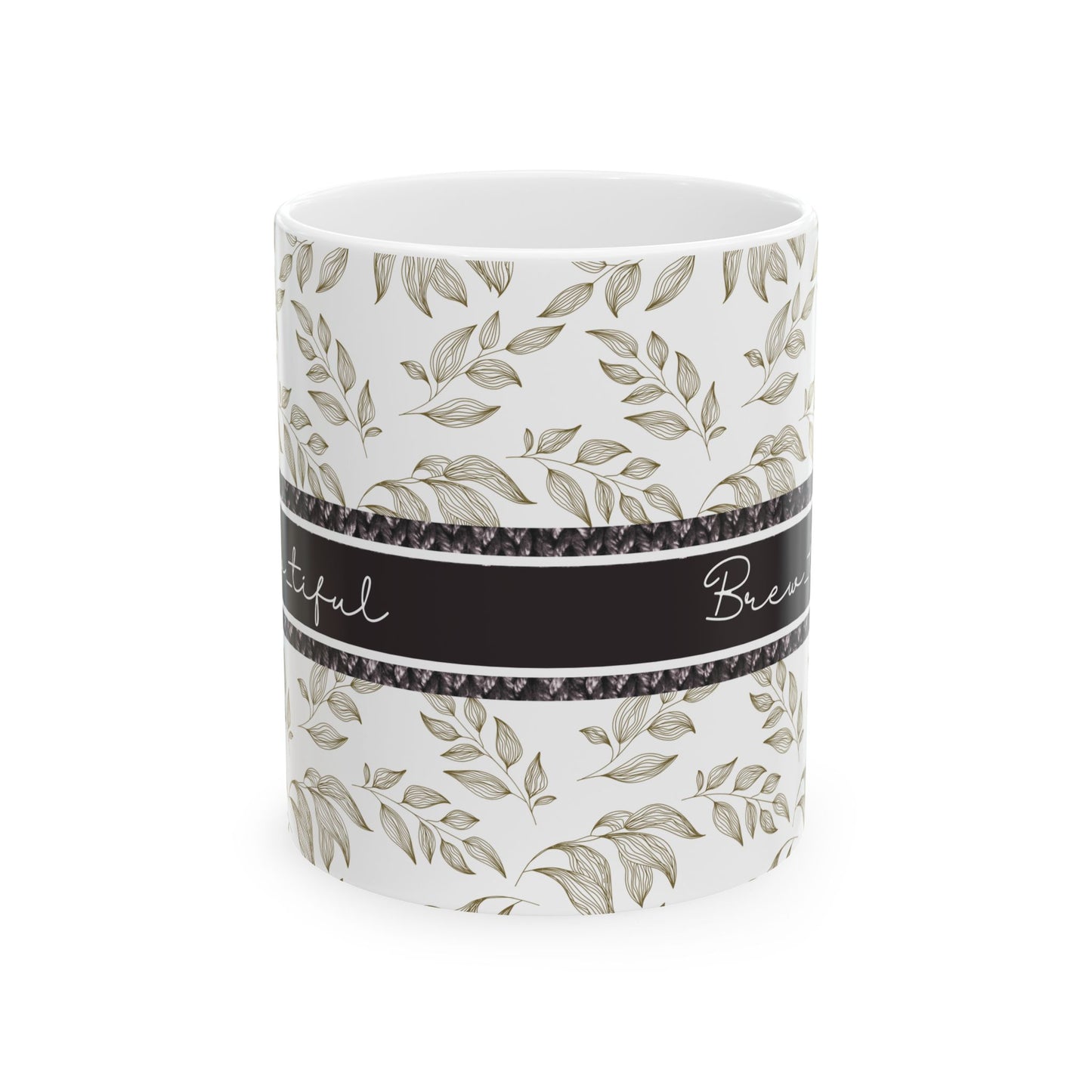 Elegant Leaves Ceramic Mug - Motivational Drinkware