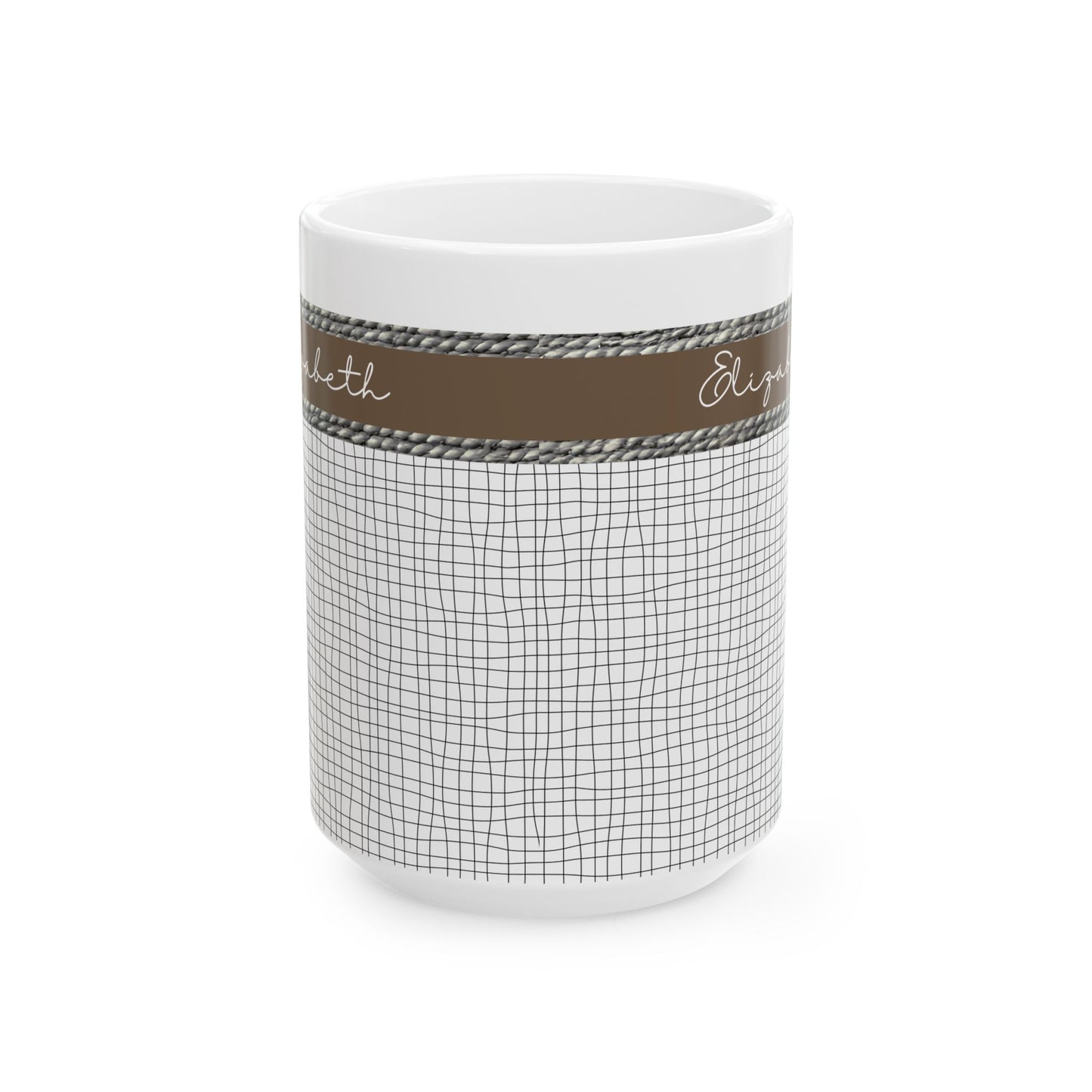 Personalized Ceramic Mug - Elizabeth Grid Design