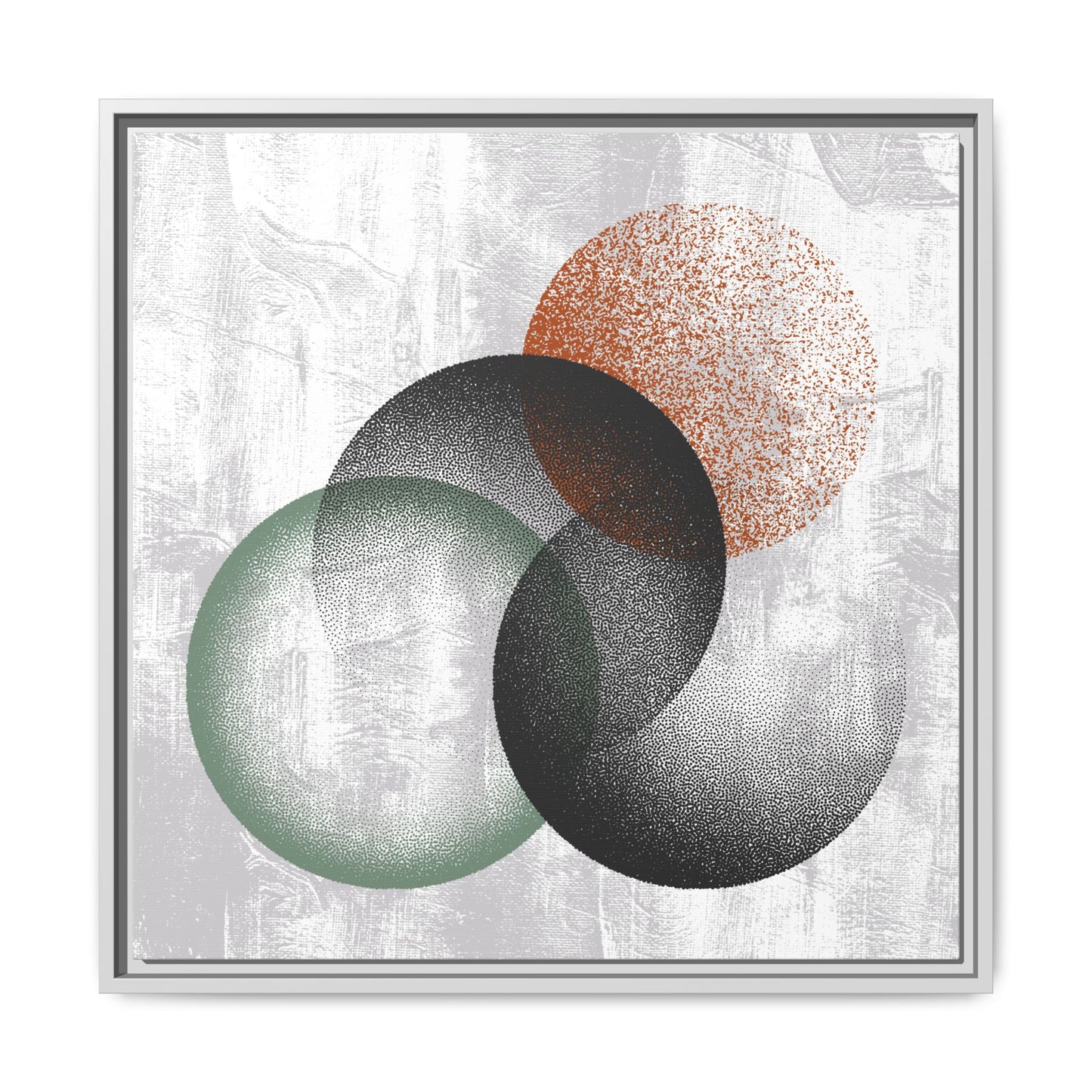 Abstract Overlap Circles Framed Canvas Art – Modern Geometric Wall Decor