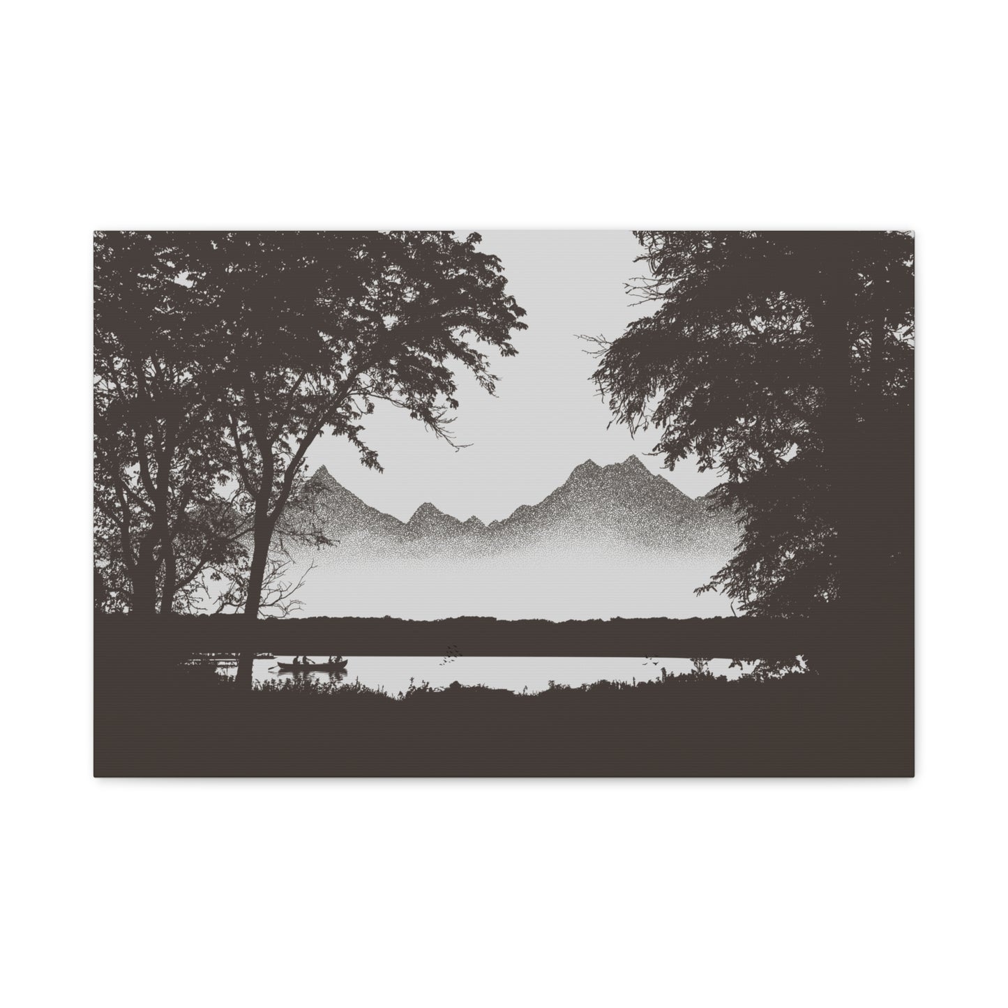 Mountain Lake Boat Canvas Print — Matte Stretched Wall Art