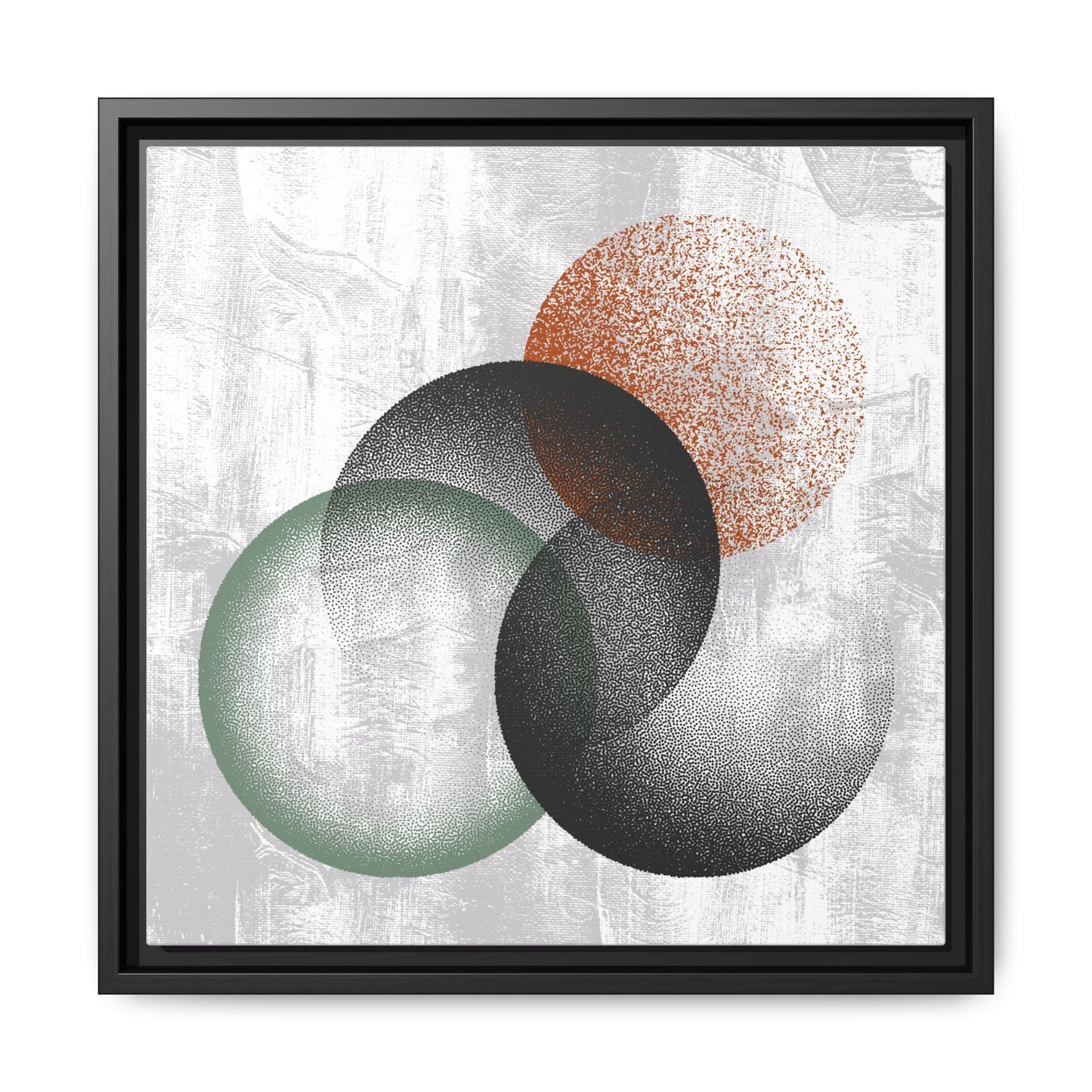 Abstract Overlap Circles Framed Canvas Art – Modern Geometric Wall Decor