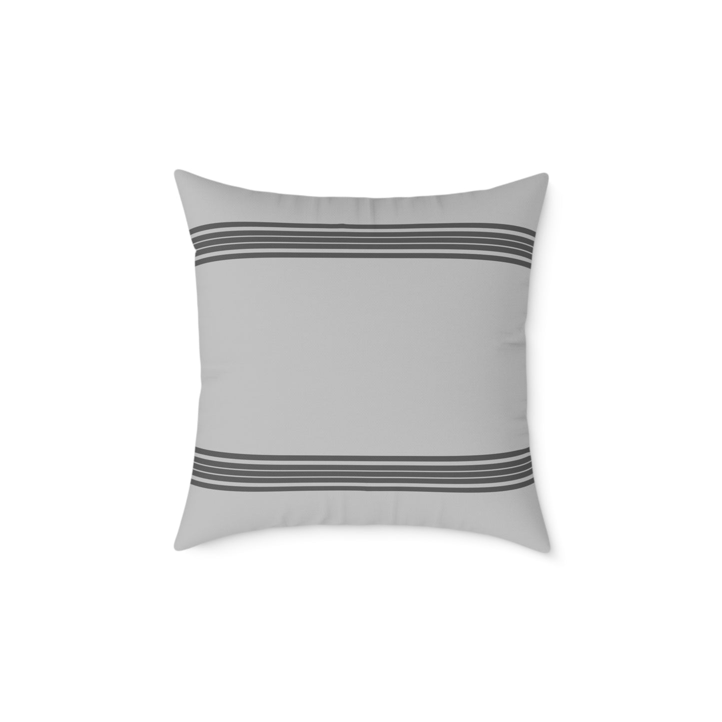 Striped Farmhouse Pillow Cover — Grey Canvas Square Throw Pillow
