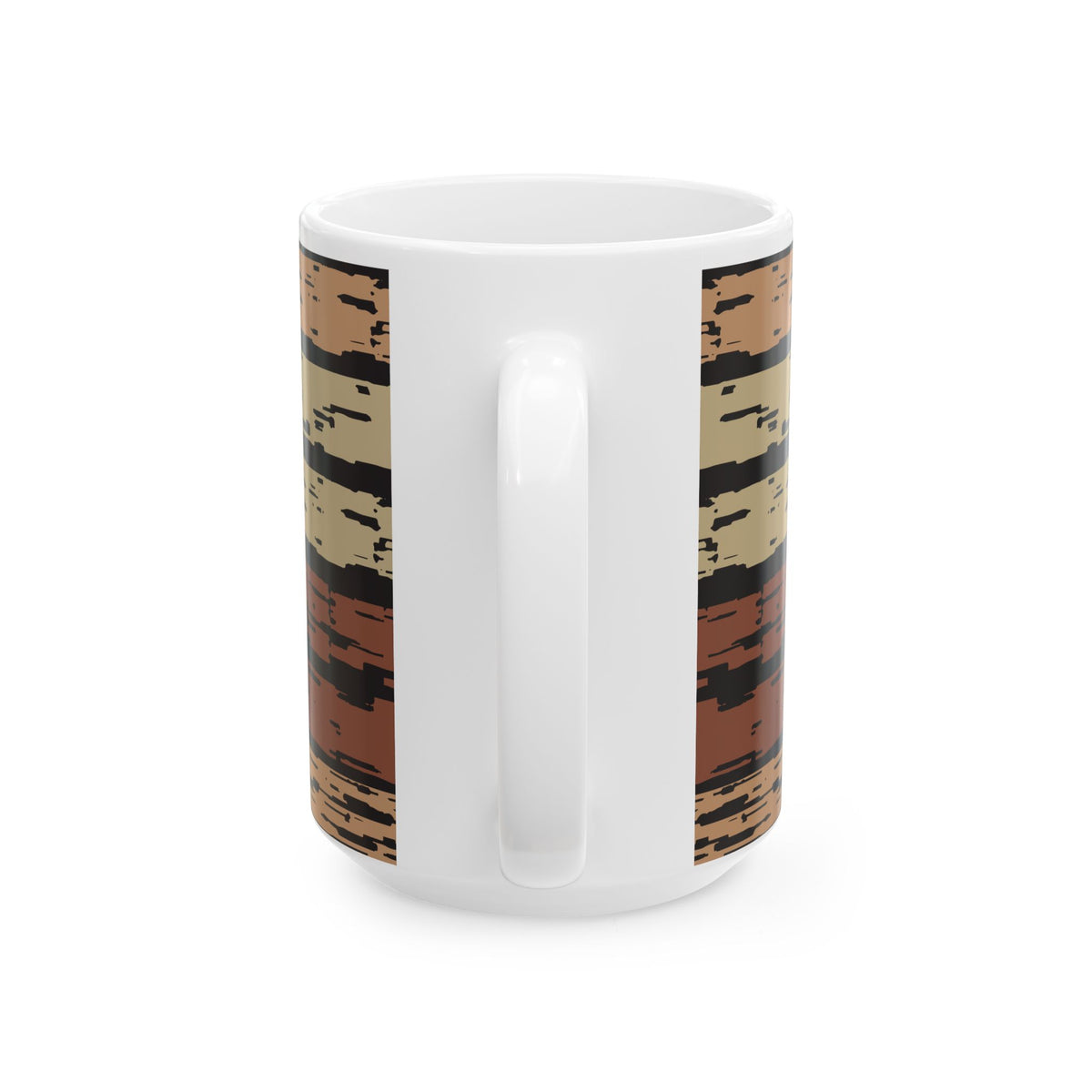 Rustic Striped Ceramic Mug – Vintage Earth Tone Pattern (11oz, 15oz)