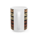 Rustic Striped Ceramic Mug – Vintage Earth Tone Pattern (11oz, 15oz)