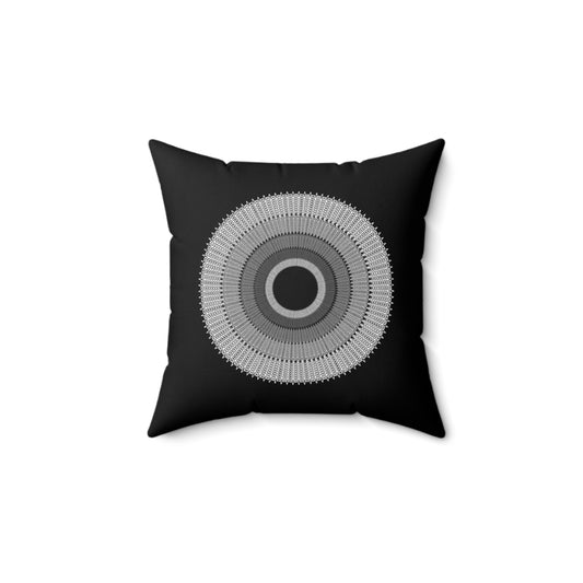 Square Pillow - Black to White Circles Design