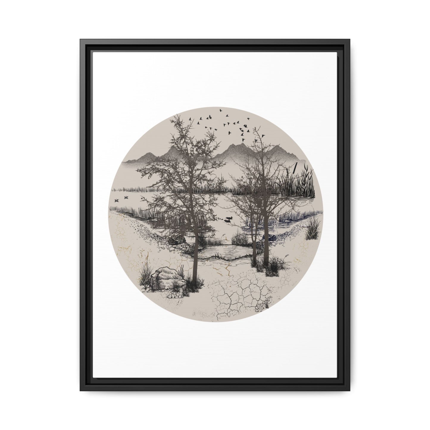 Framed Matte Canvas Wall Art — Multi-Color Abstract Print