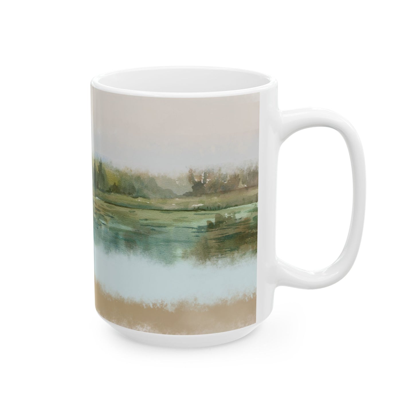 Misty Wetland at Dawn Ceramic Mug